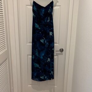 Divided Strapless Dress in Blue and Black